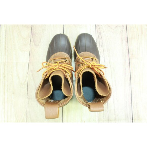 LL Bean 8" Unlined Ankle Duck Boots Round Toe Brown Leather Size 7 M - Picture 7 of 10